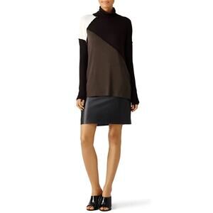 BAILEY 44 NEW $248 Black Olive My So Called Sweater Dress Leather Skirt‎ Medium